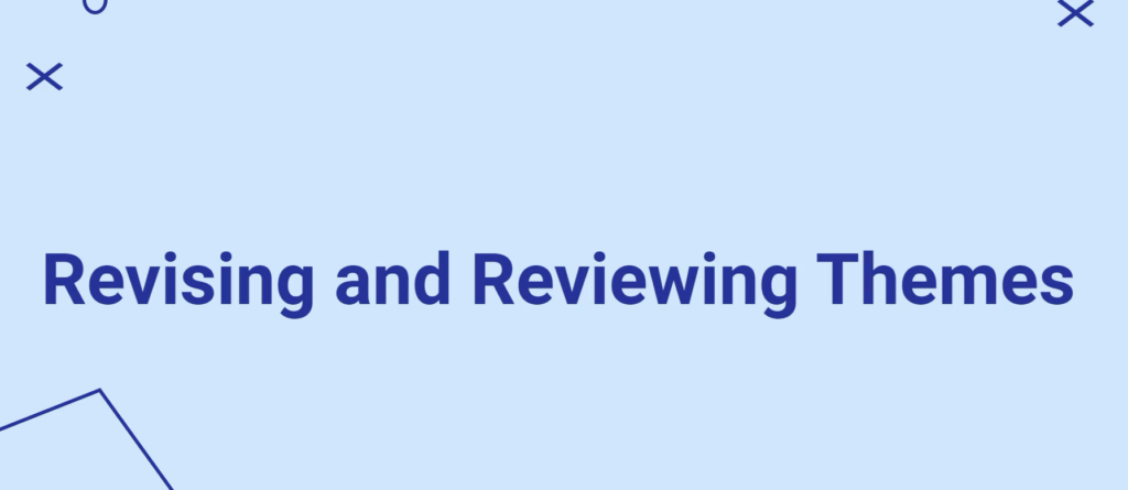 Image of revising and reviewing themes as the fourth step of the Braun and Clarke six step framework for thematic analysis