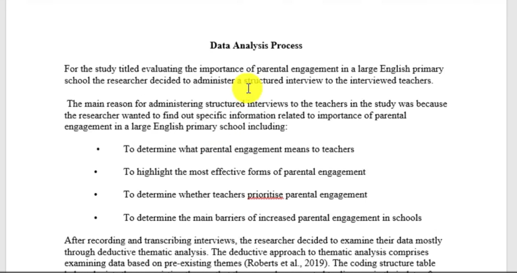 Image of a finding report that is developed after data analysis