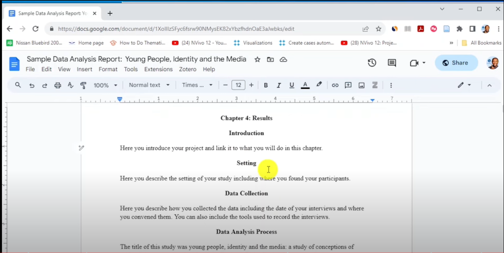 Image showing a section of a report produced after analyzing data