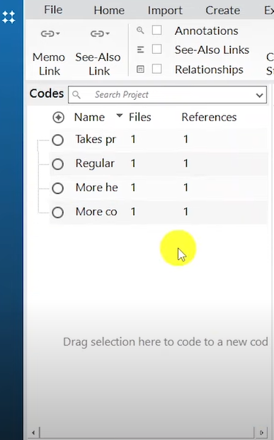 Image showing a group of codes in Nvivo 14