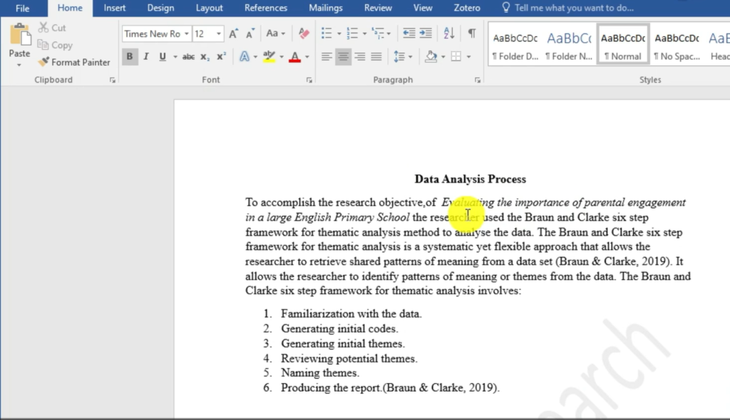 Image describing the data analysis process in the findings report