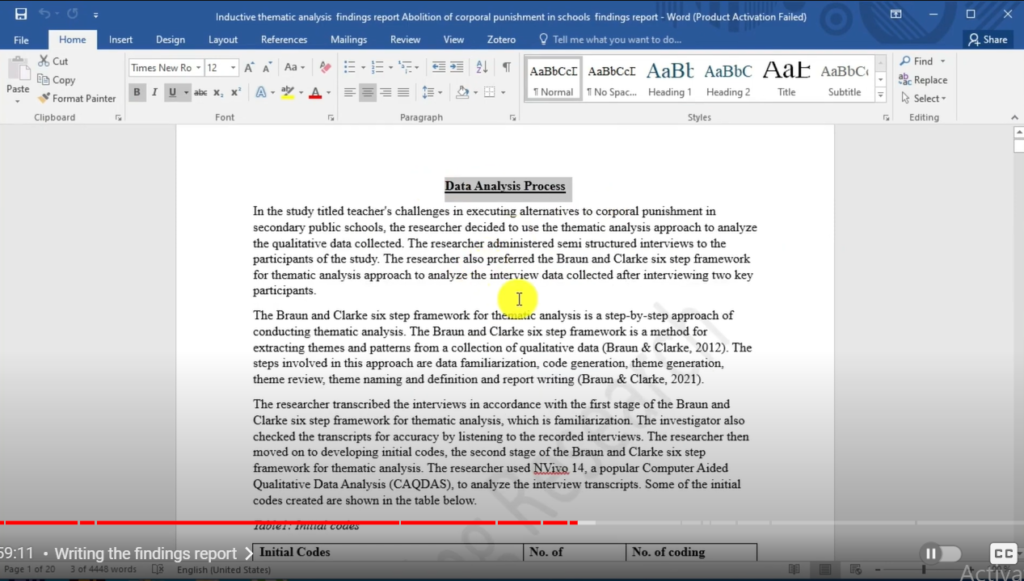 Image showing a section of a findings report after data analysis