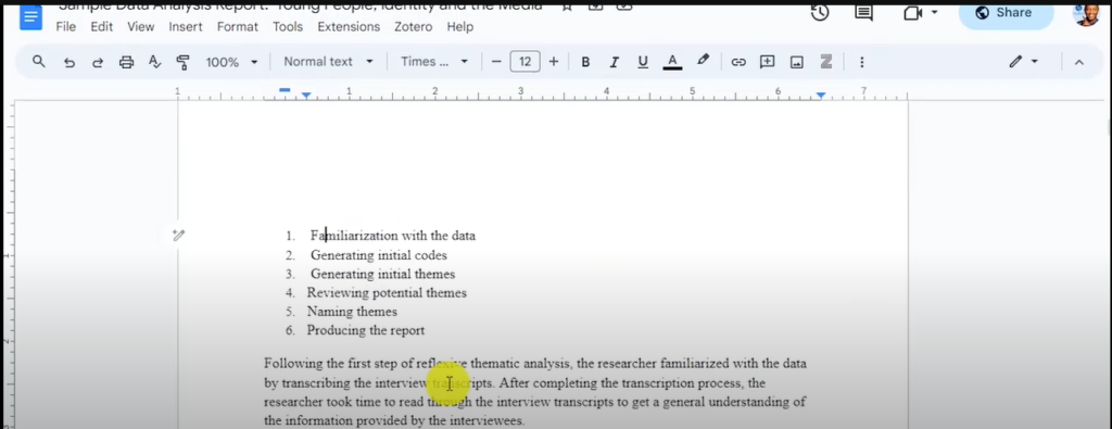 Image showing the data analysis process in a report