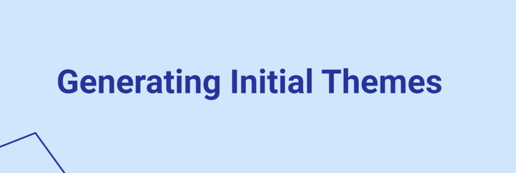 Image for generating initial themes as the third step of the Braun and Clarke six step thematic analysis framework.