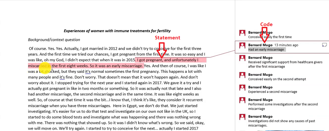 QUALITATIVE CODING IN MICROSOFT WORD visual data 6