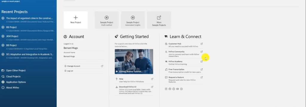 An image showing an overview of Nvivo