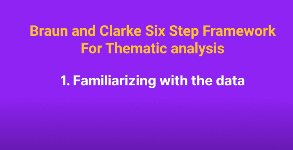 First step of the Braun and Clarke six step framework for thematic analysis