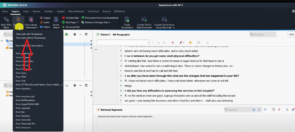 An image of transcripts without timestamps