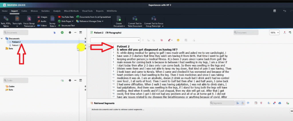 An image of patient 2 in MAXQDA