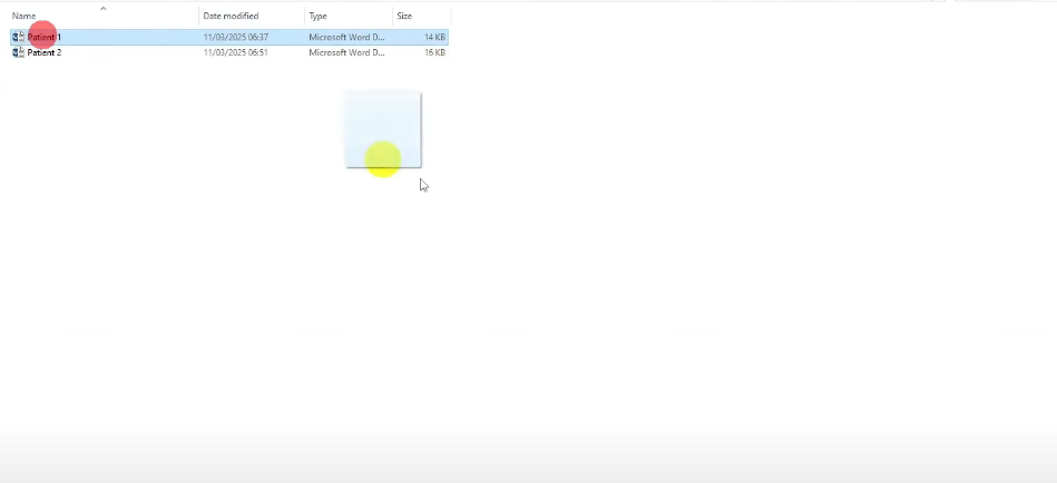 An image of patient 1 study being dragged into MAXQDA
