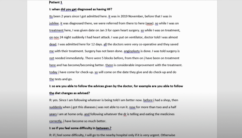 The raw transcript that will be analyzed in Maxqda using the Braun and Clarke six step framework for thematic analysis