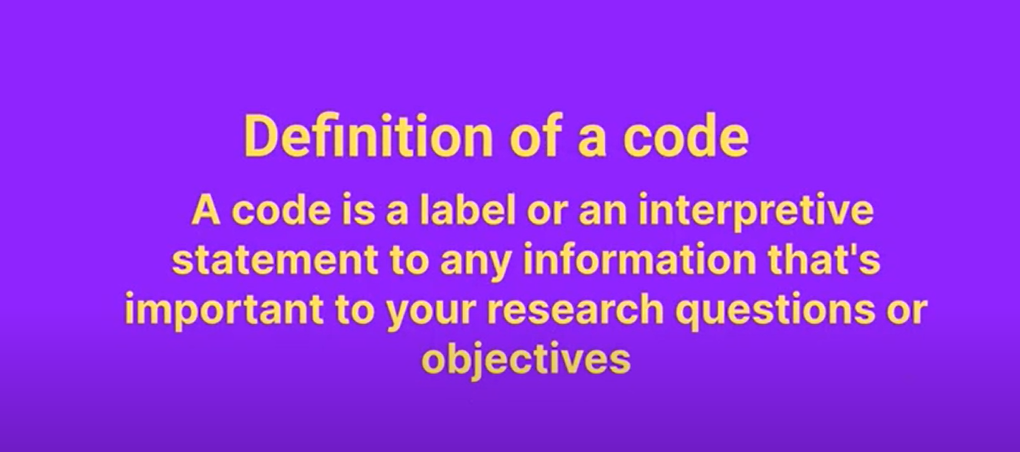 Definition of a code in reflexive thematic analysis: interpretive label linked to research questions or objectives