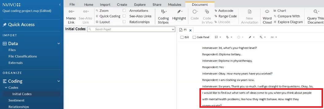Coded Transcript How to Do Qualitative Coding of Interviews in NVivo
