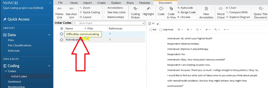In Vivo Code Example How to Do Qualitative Coding of Interviews in NVivo