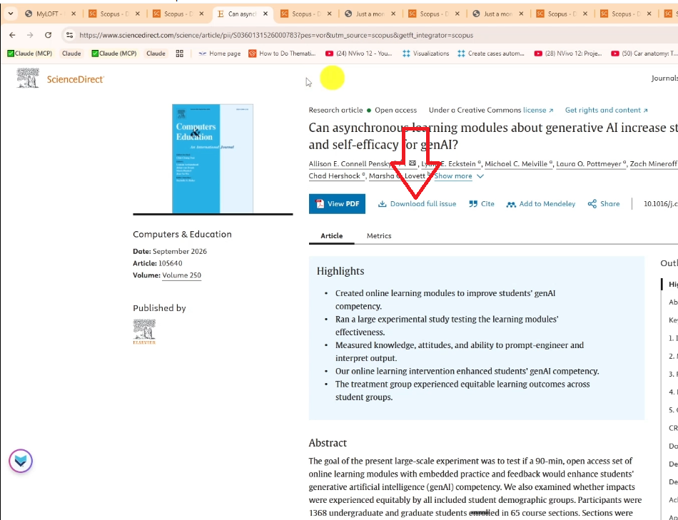 Download PDF button visible on an open article page accessed from Scopus