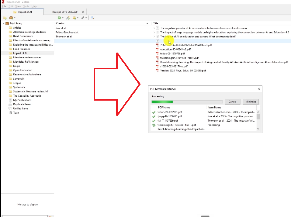 Right-click context menu on a Zotero collection showing the Export Collection option