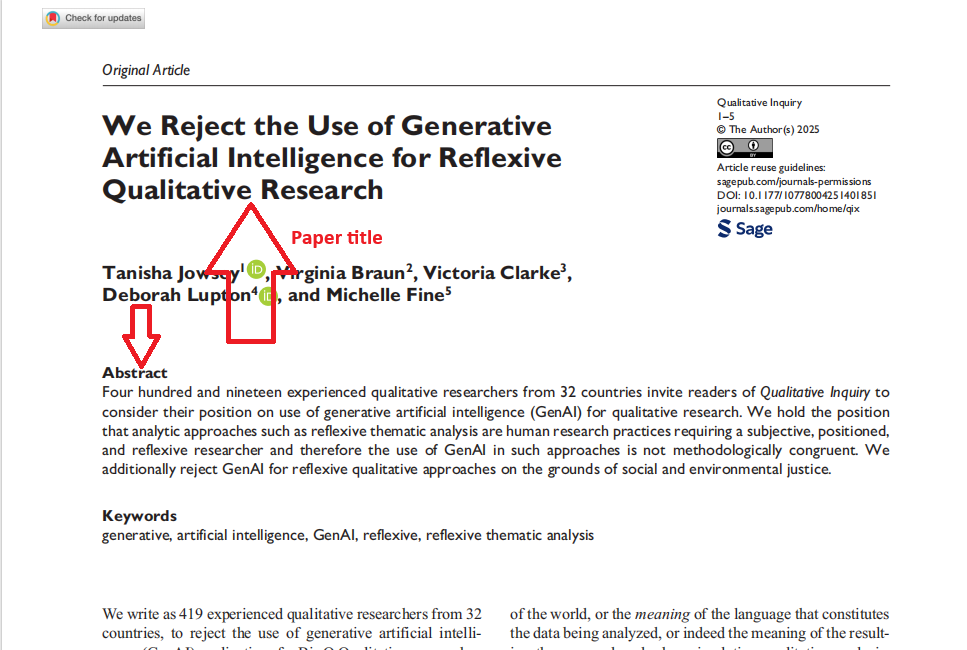 Qualitative Inquiry paper rejecting AI in thematic analysis