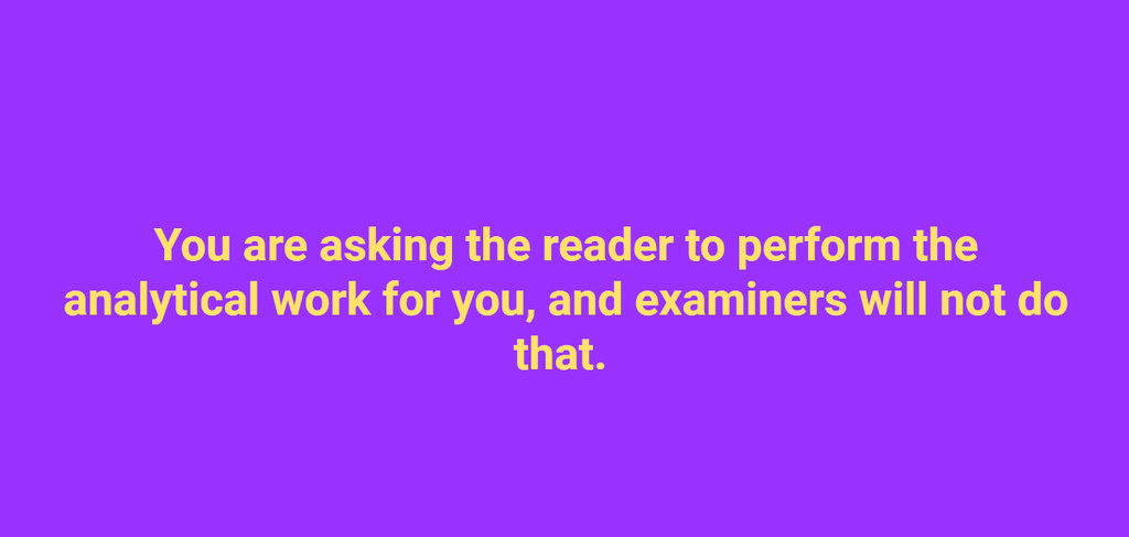 Slide warning that unexplained quotes ask the reader to do the analytical work examiners expect from the researcher