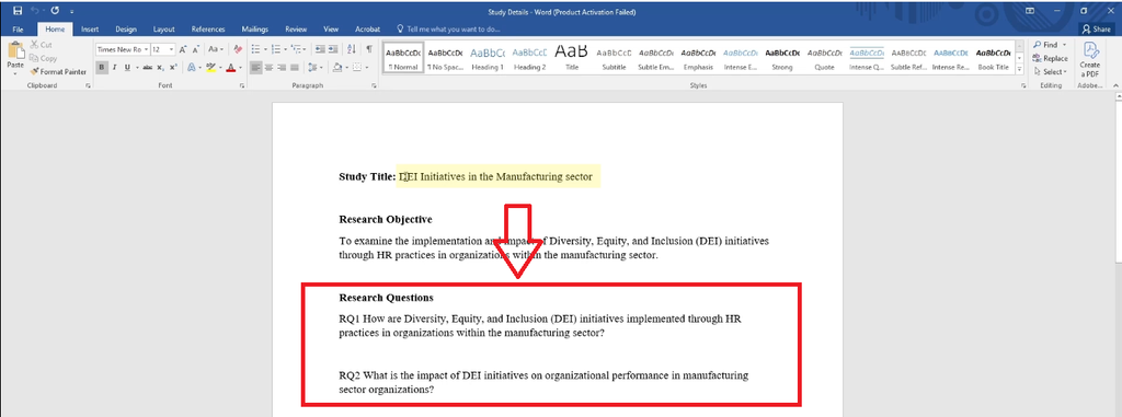 Two research questions highlighted in the study details document