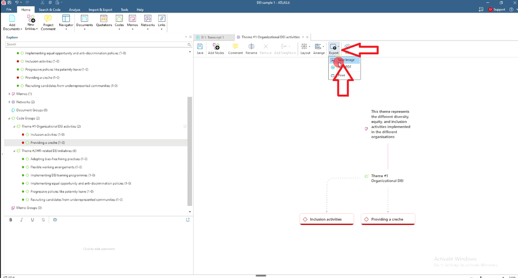 Exporting the network as an image for the findings chapter.